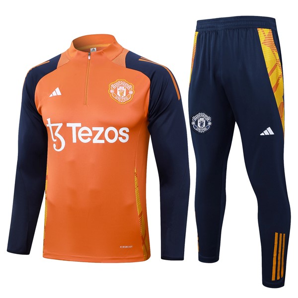 Sudadera De Training Manchester United 2024-25 Naranja Azul 3